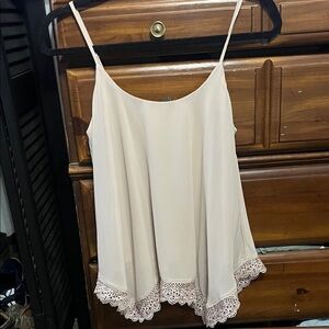 Hot Kiss Cream Lace Hem Camisole